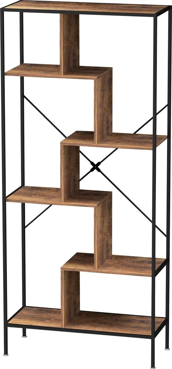 VDD Industrial Vintage Design Boekenkast wandkast Stoer - industrieel - metaal hout - 180 cm hoog Zwart - 180 cm