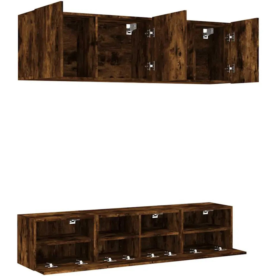 vidaXL 5-delige Tv-wandmeubelset bewerkt hout gerookt eikenkleurig, foto 4