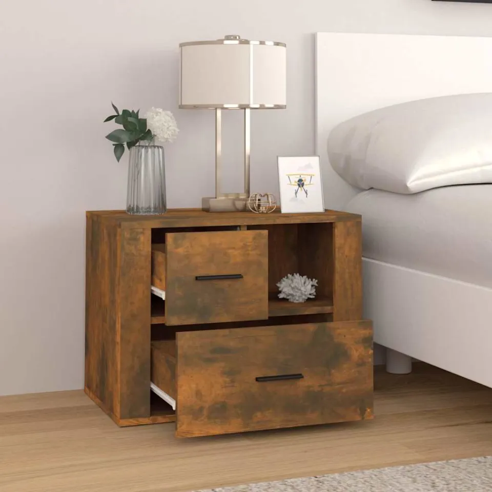 vidaXL Nachtkastje 60x36x45 cm bewerkt hout gerookt eikenkleurig, foto 3