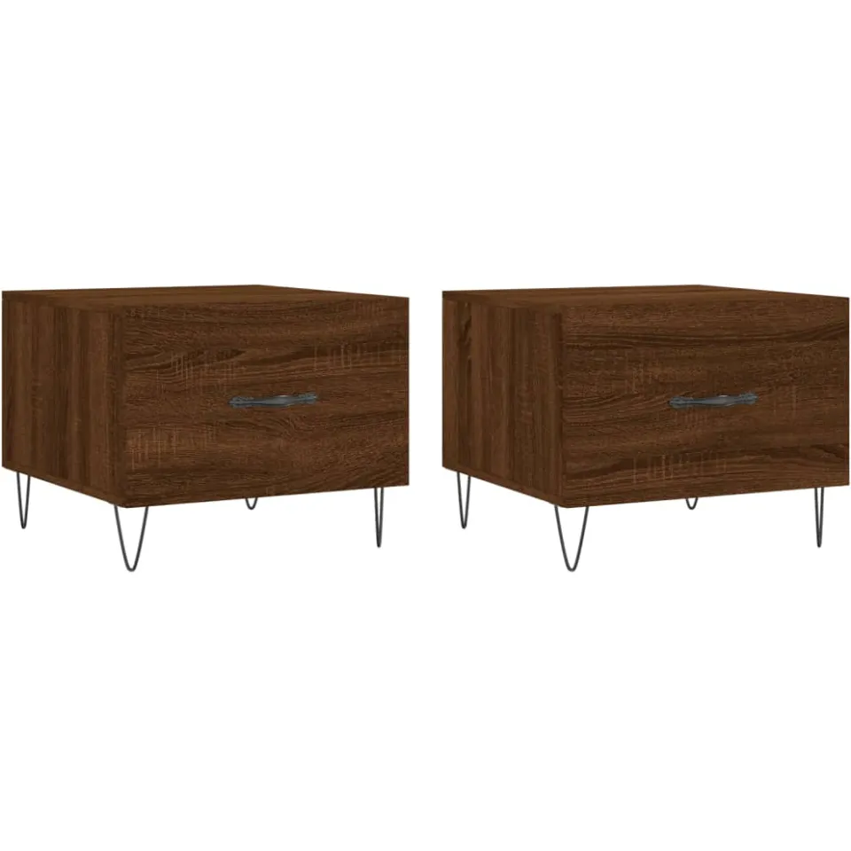 vidaXL Salontafels 2 st 50x50x40 cm bewerkt hout bruin eikenkleur, foto 4