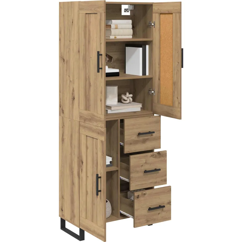 vidaXL Hoge kast 2 st Artisan Eiken 69,5 x 34 x 180 cm Bruin