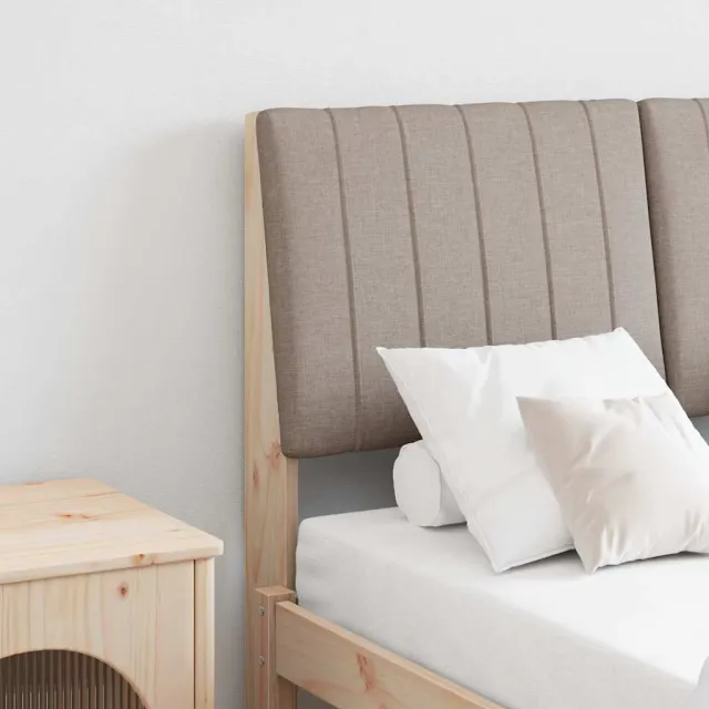 vidaXL Gestoffeerd hoofdbord Taupe 120 cm Massief grenenhout Bruin