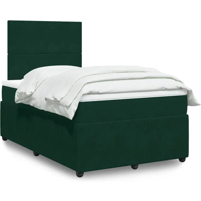 vidaXL Boxspring met matras fluweel donkergroen 120x190 cm groen