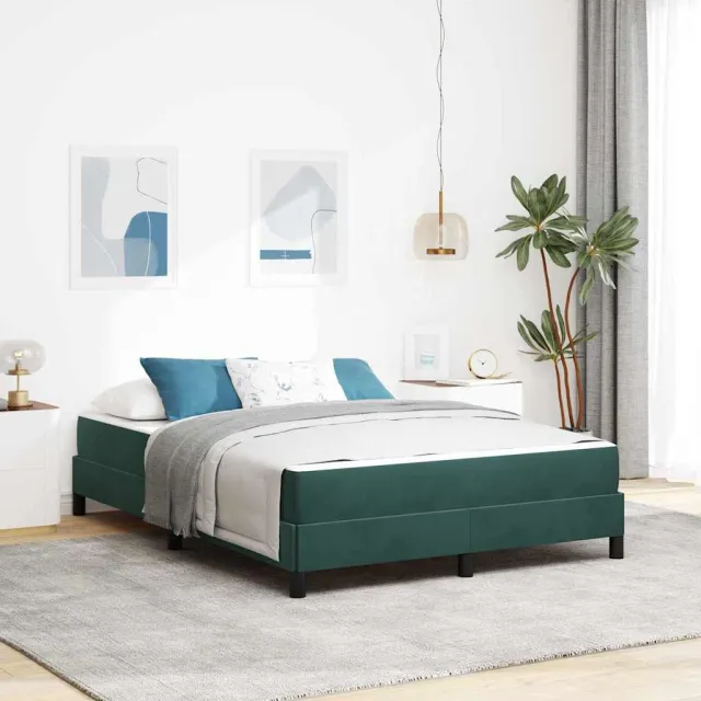 vidaXL Boxspringbed met matras Donkergroen 140 x 190 cm Stof