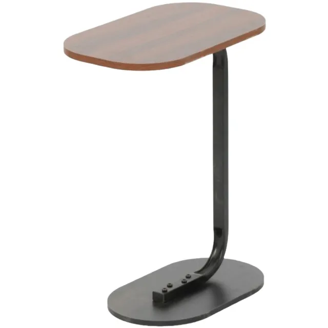 Ceruzo Bijzettafel - Bruin - Banktafel - Metaal met Hout - Koffietafel - C Shape - 45x28x60 cm