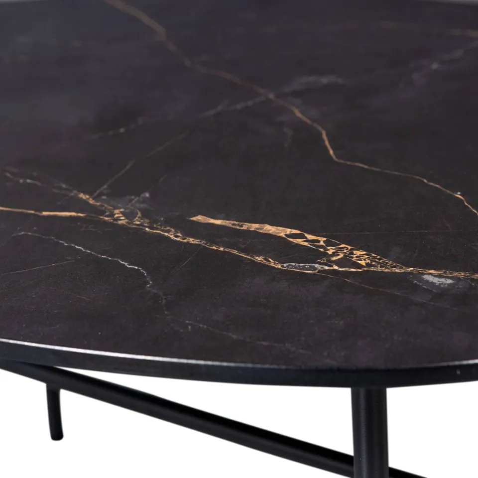 WOOOD Vajen Salontafel - Marmeren Look - Zwart - 34x80x60, foto 5