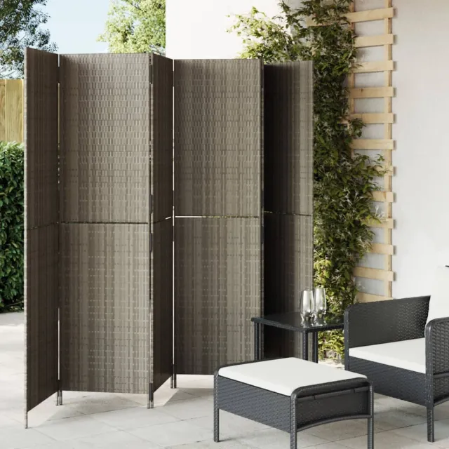 vidaXL Kamerscherm 6 panelen poly rattan grijs, foto 2