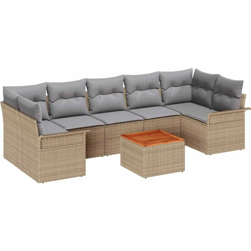 vidaXL Tuinbankenset 8 st Beige poly rattan