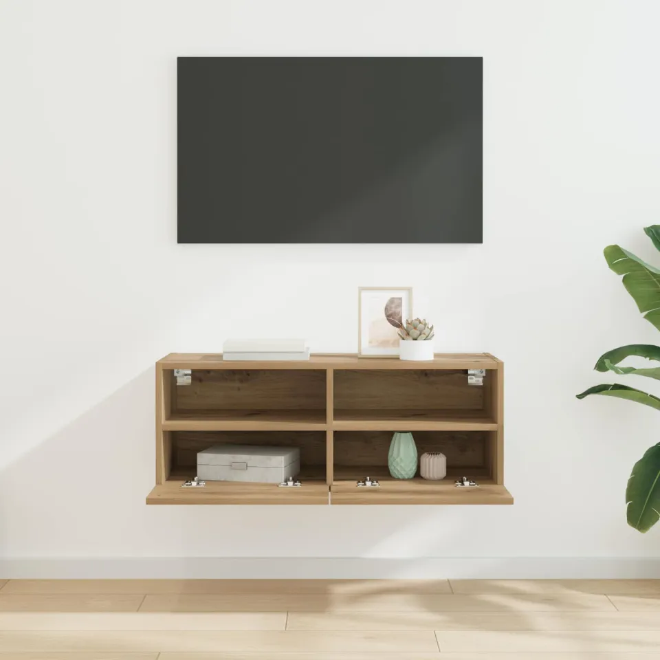 vidaXL TV Wandkast 80 x 30 x 30 cm Artisan Eiken Bewerkt hout, foto 4