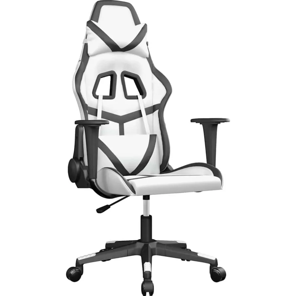 vidaXL Massage gamestoel kunstleer wit en zwart, foto 3
