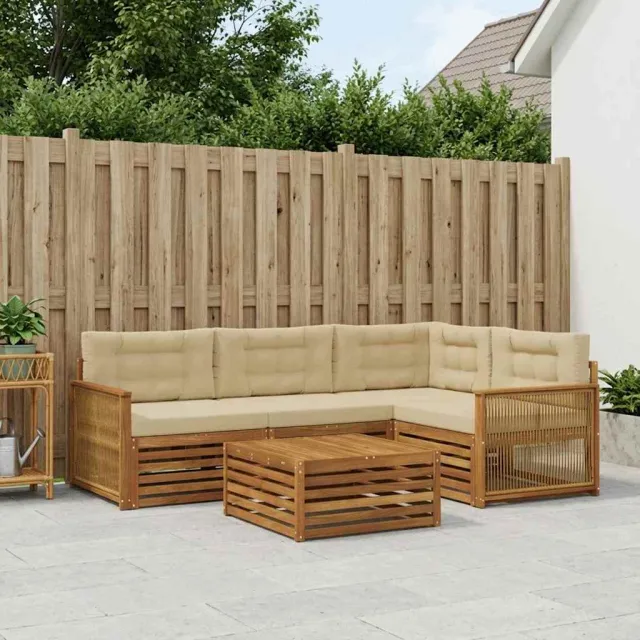 vidaXL Buiten bankenset 5 st 4-zits Natuurlijk en Beige