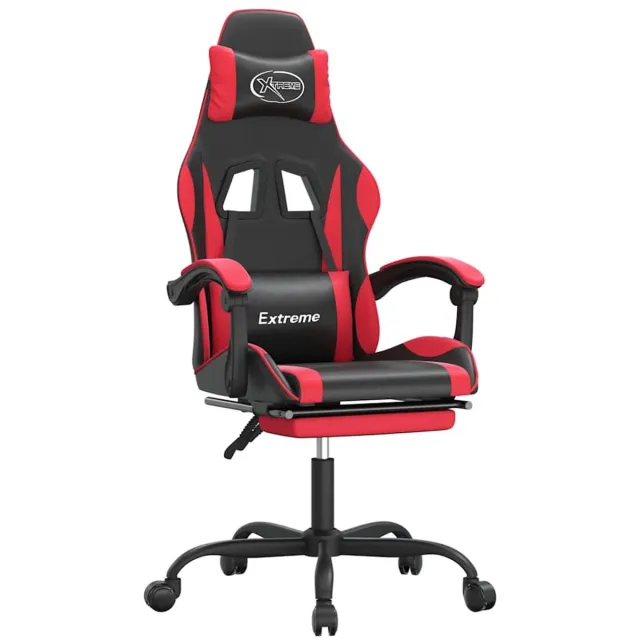 vidaXL Gamestoel - met - voetensteun - kunstleer - zwart - en - rood zwart en rood