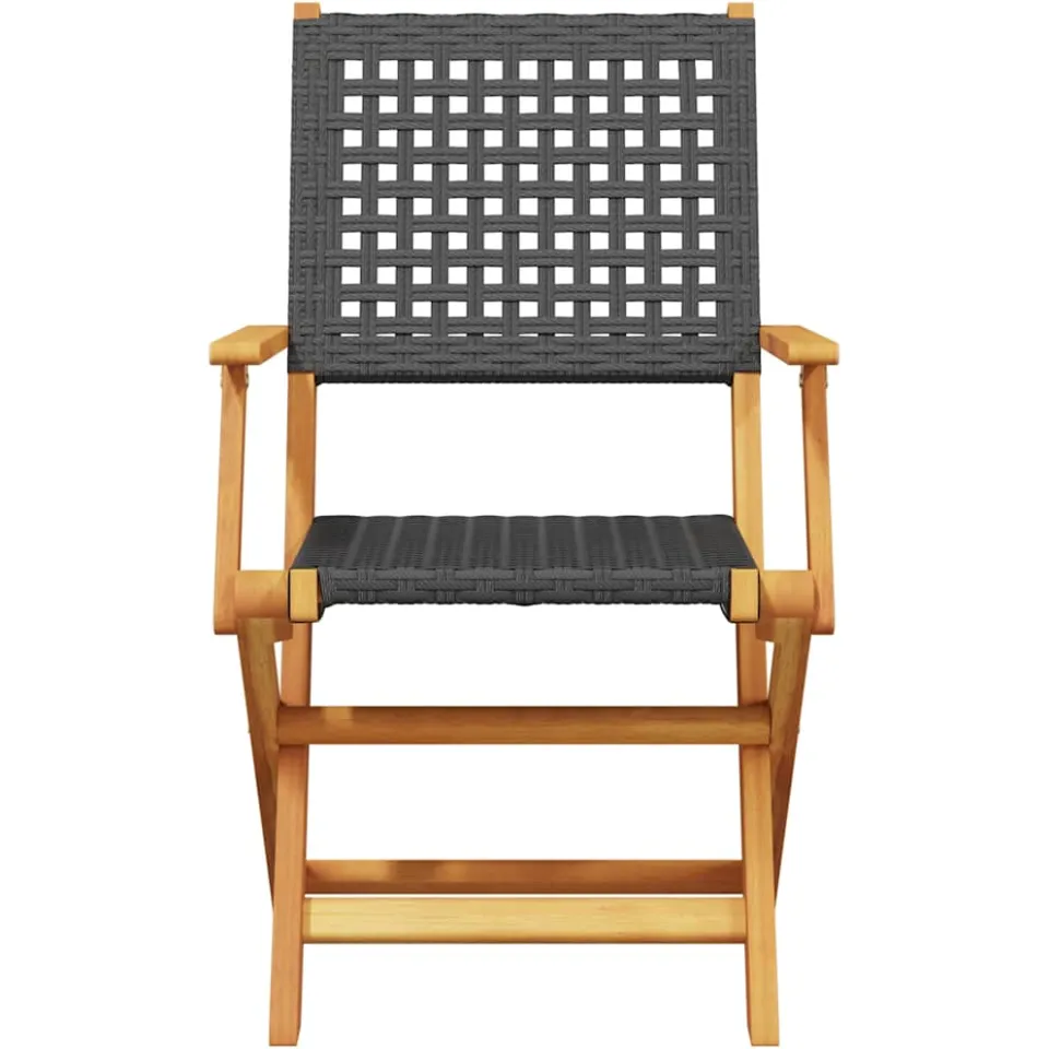 vidaXL 5-delige Tuinset poly rattan en massief hout zwart, foto 4
