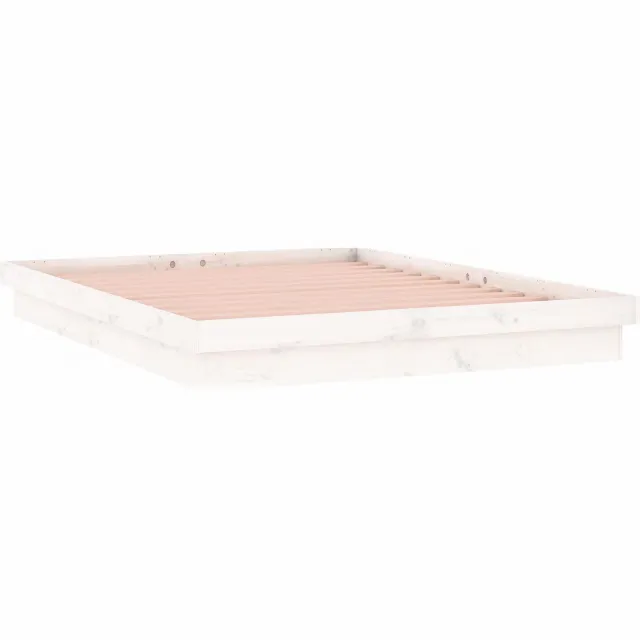 vidaXL Bedframe LED massief hout wit 120x200 cm