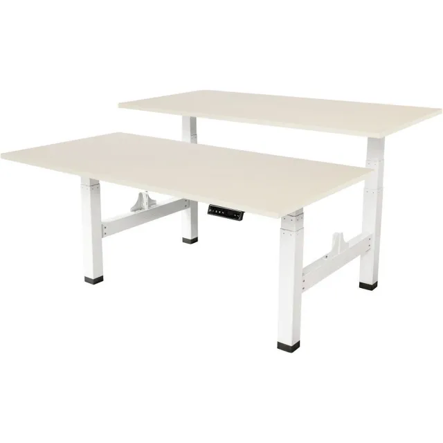 Sedero Elektrisch verstelbaar duo bureau - 180x80 cm - Two dual motor - Wit met Licht eiken