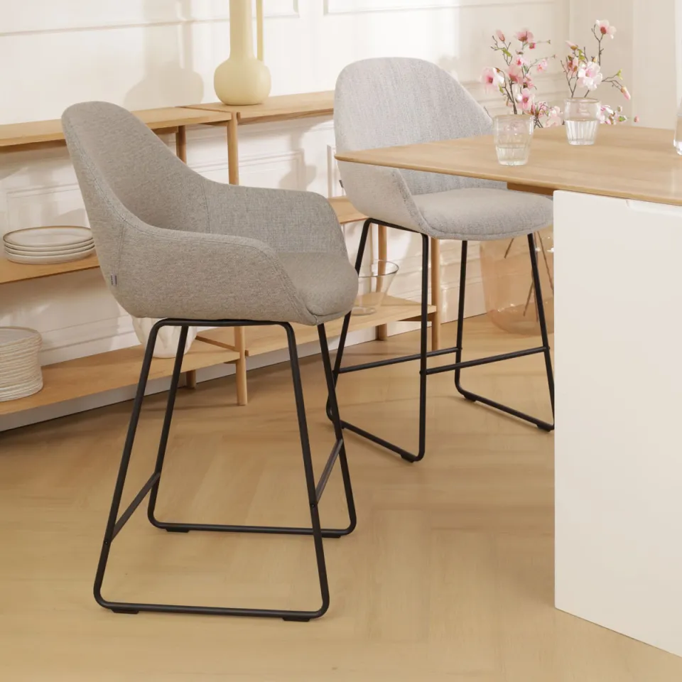 Nolon Nino-Mae barkruk warm grijs - zwart onderstel - 65 cm, foto 2