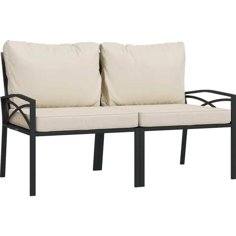 vidaXL 9-delige Loungeset met kussens staal zandkleurig, foto 3