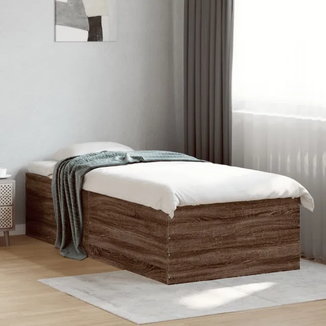 vidaXL Vloerbedframe Bruin eiken 90 x 190 cm Engineered Wood, Plywood