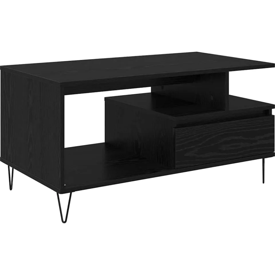 vidaXL Salontafel Zwart Eiken 90 x 49 x 45 cm Bewerkt hout, foto 3