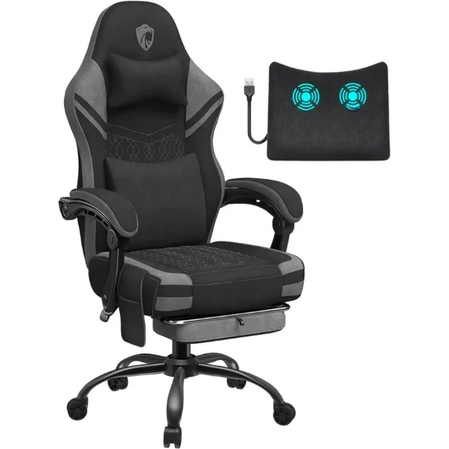 Thuys Gamingstoel – Met Massage Technologie – Stoffen Bureaustoel – Voor Gaming En Kantoor – Zwart – Grijs