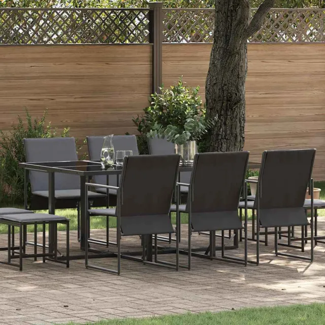 vidaXL Tuin eettafelset 11 st Zwart Staal, foto 2