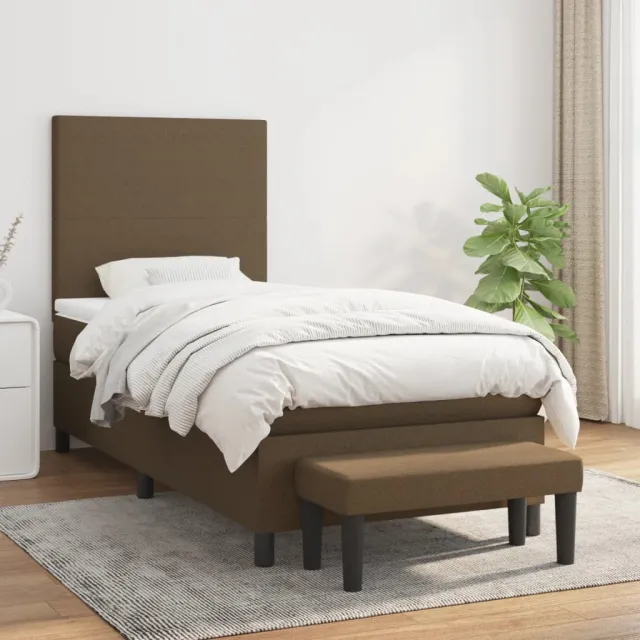 vidaXL Boxspring met matras stof donkerbruin 100x200 cm bruin