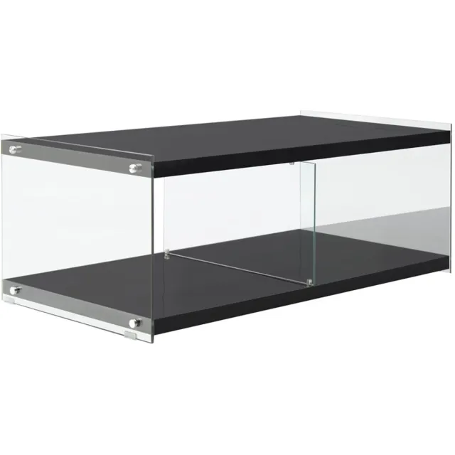 Padiro tv-meubel 120 x 45 x 60 cm - zwart - rechthoekig - MDF en gehard glas - met vakken