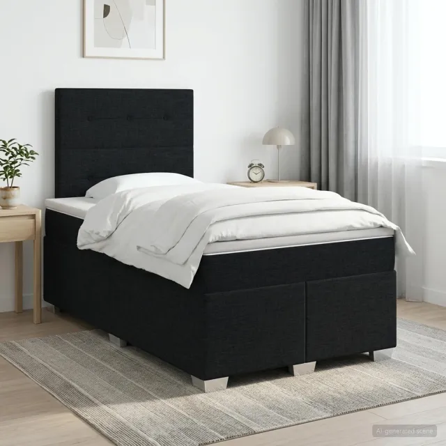 vidaXL Boxspringbed met matras Zwart 120 x 190 cm Stof