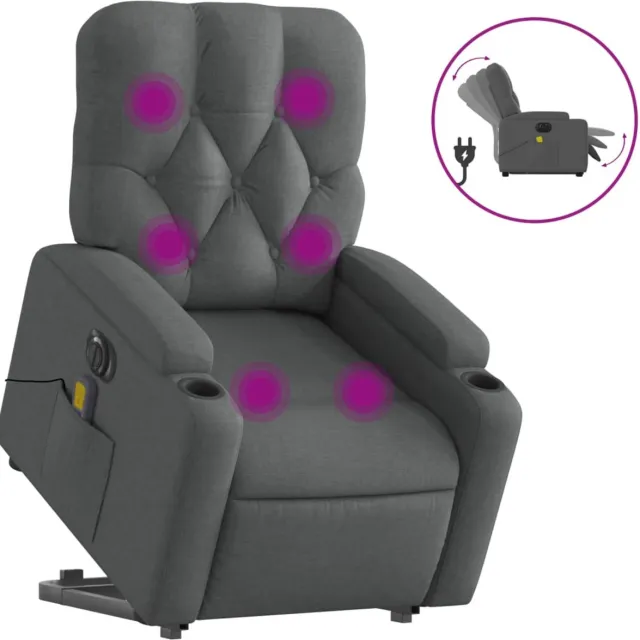 vidaXL Sta-op-massagestoel - elektrisch - verstelbaar - stof - donkergrijs