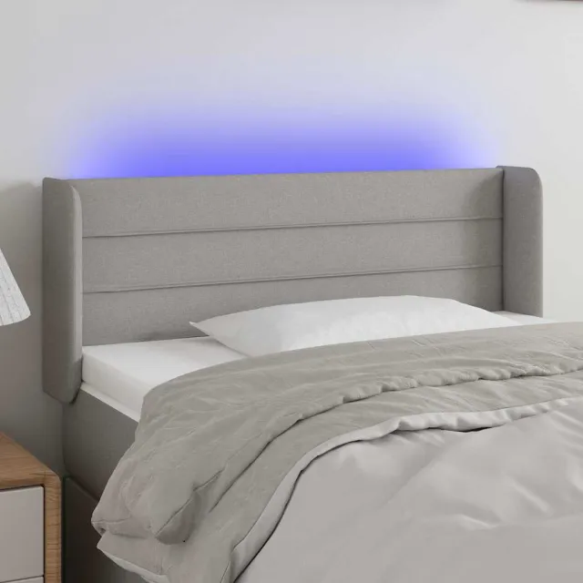 vidaXL Hoofdbord LED 93x16x78/88 cm stof lichtgrijs grijs