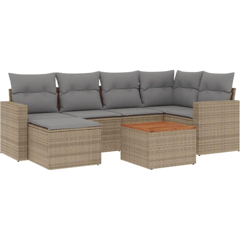 vidaXL Patio Sofa Set 6-zits Mix Beige en Lichtgrijs, foto 3