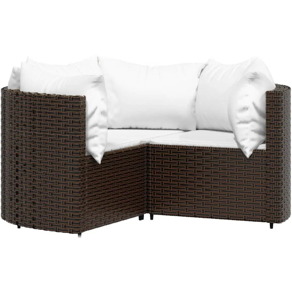 vidaXL 4-delige Loungeset met kussens poly rattan bruin, foto 3
