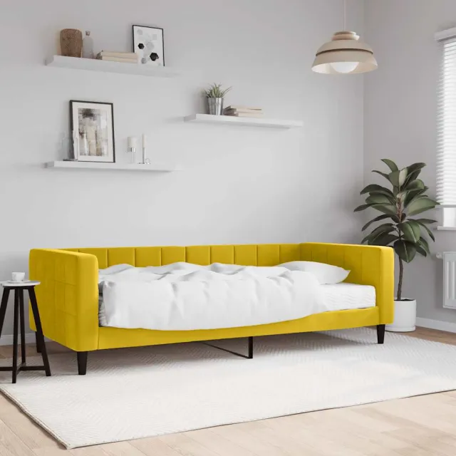 vidaXL Slaapbank met matras 90x200 cm fluweel geel