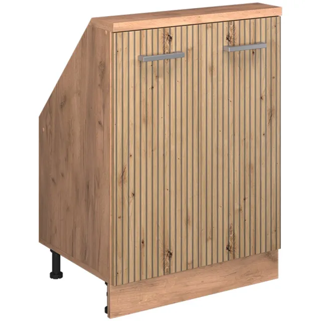 Vicco R-Line Keukenkast voor schuine wand – 60 cm met 2 deuren Artisanaal eiken/Goudkraft eiken Artisanaal eiken/Goudkleurig Eiken