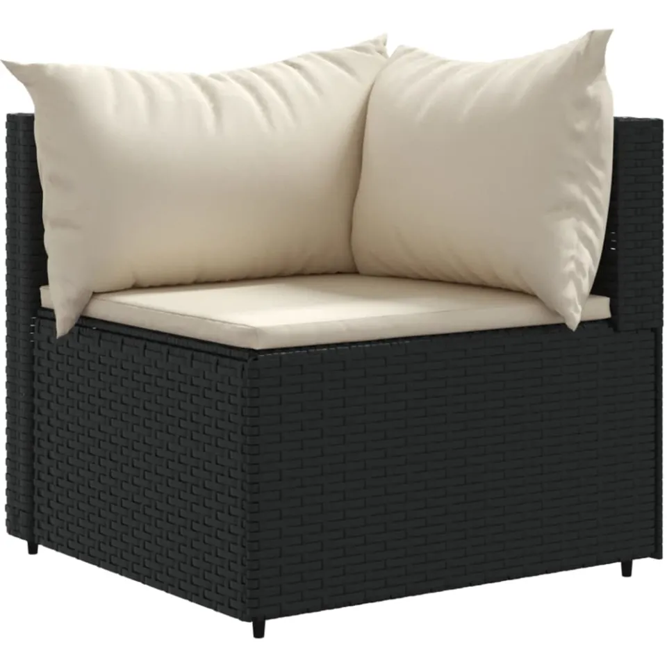 vidaXL 6-delige Loungeset met kussens poly rattan zwart, foto 4