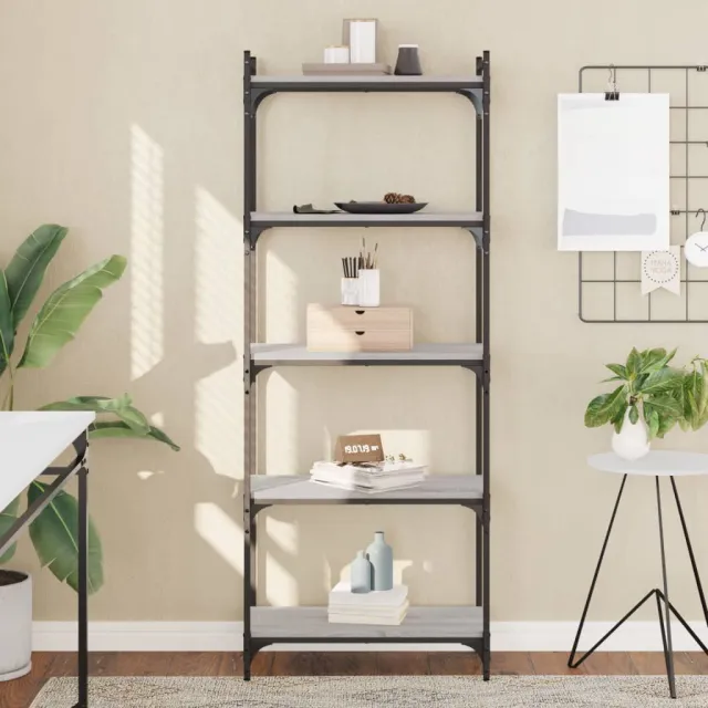 vidaXL Boekenkast 5-laags 60x30x154 cm bewerkt hout grijs sonoma, foto 2