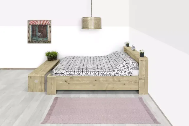 Steigerhouten bed Leni met stoer hoofdbord