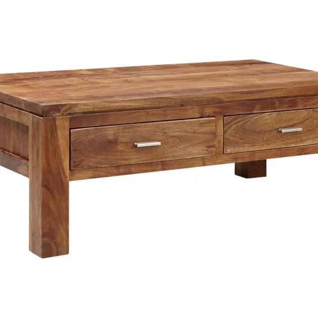 MASSIVMOEBEL24 .DE salontafel lichtbruin massief hout gemonteerd SHAMAN #70