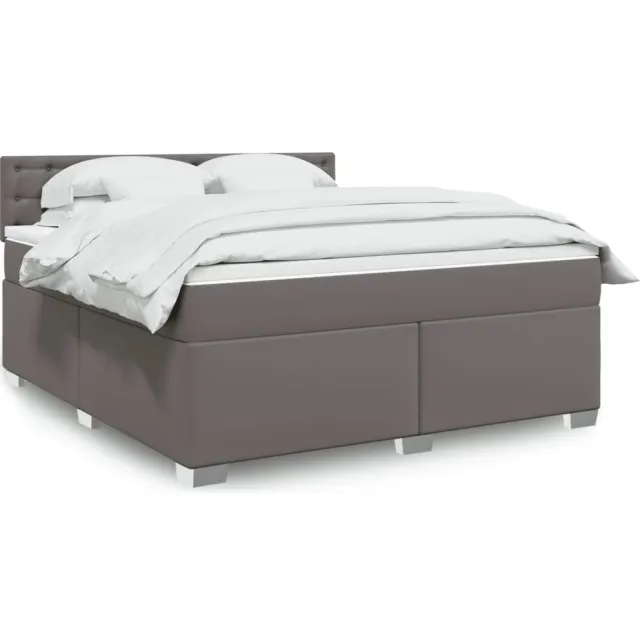vidaXL Boxspring met matras kunstleer grijs 180x200 cm