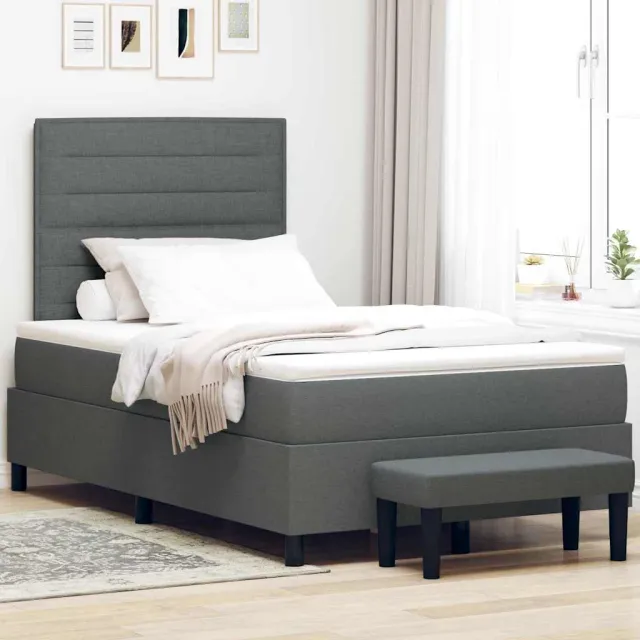 vidaXL Boxspringbed met kussen Donkergrijs 120 x 200 cm Stof