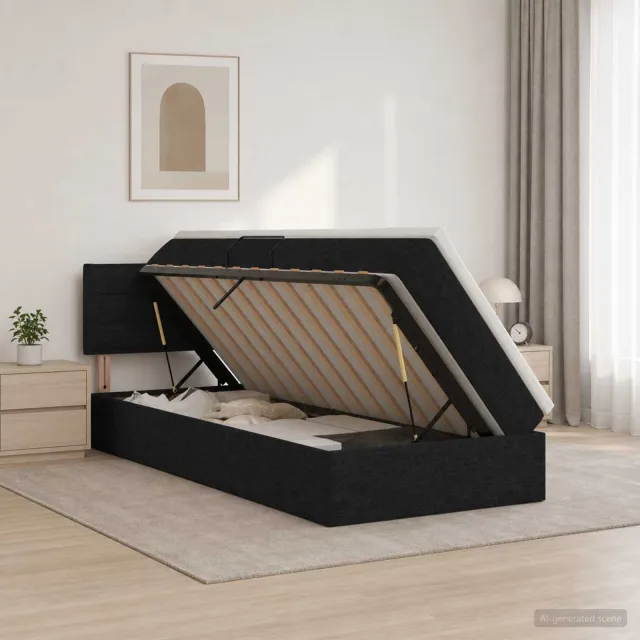 vidaXL Opbergbed met matras met hoofdeinde Zwart 90 x 190 cm fluweel