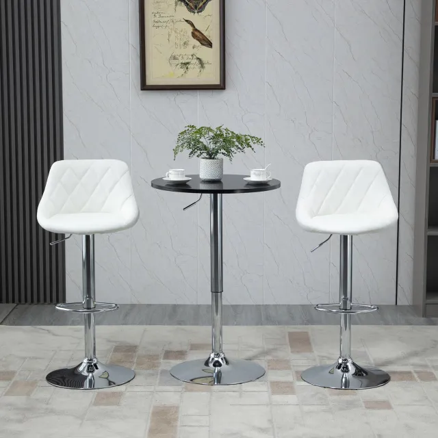 HAUSS SPOLE Bartafel - Hoogteverstelbaar Met Draaibaar Rond Blad - Voor Keuken En Feestjes - MDF En Metaal - 61x70-90 Cm - Zwart