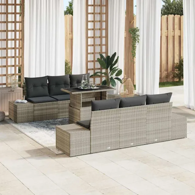 vidaXL Tuin Sofa Set 7 st Licht Grijs en Donker Grijs 100 x 55 x 73 cm Lichtgrijs