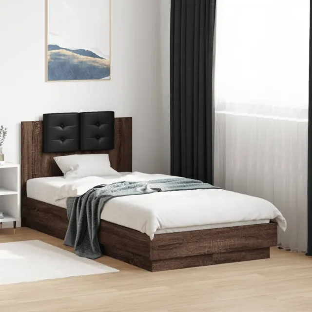 vidaXL Bedframe met Hoofdeinde Bruin eiken 90 x 190 cm Engineered wood