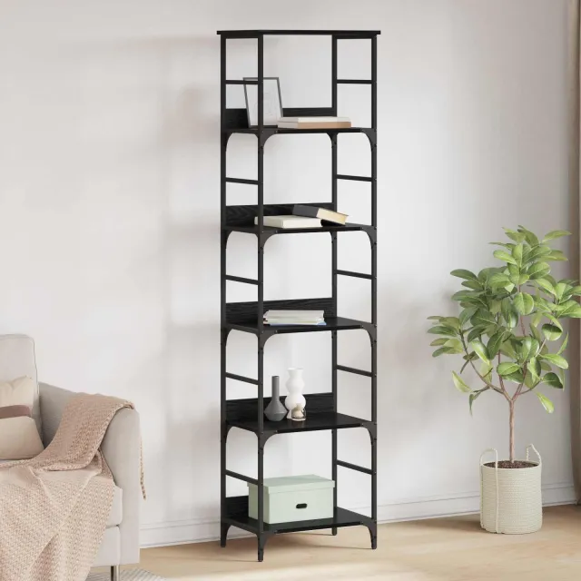 vidaXL Boekenkast 5-laags 50 x 33 x 188,5 cm Bewerkt hout Zwart Eiken, foto 2