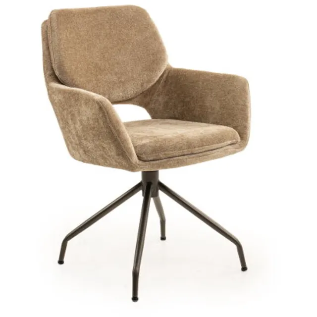 Moods Collection Eetkamerstoel Aarhus draaibaar Atlas anodic bruin - Stella camel 06