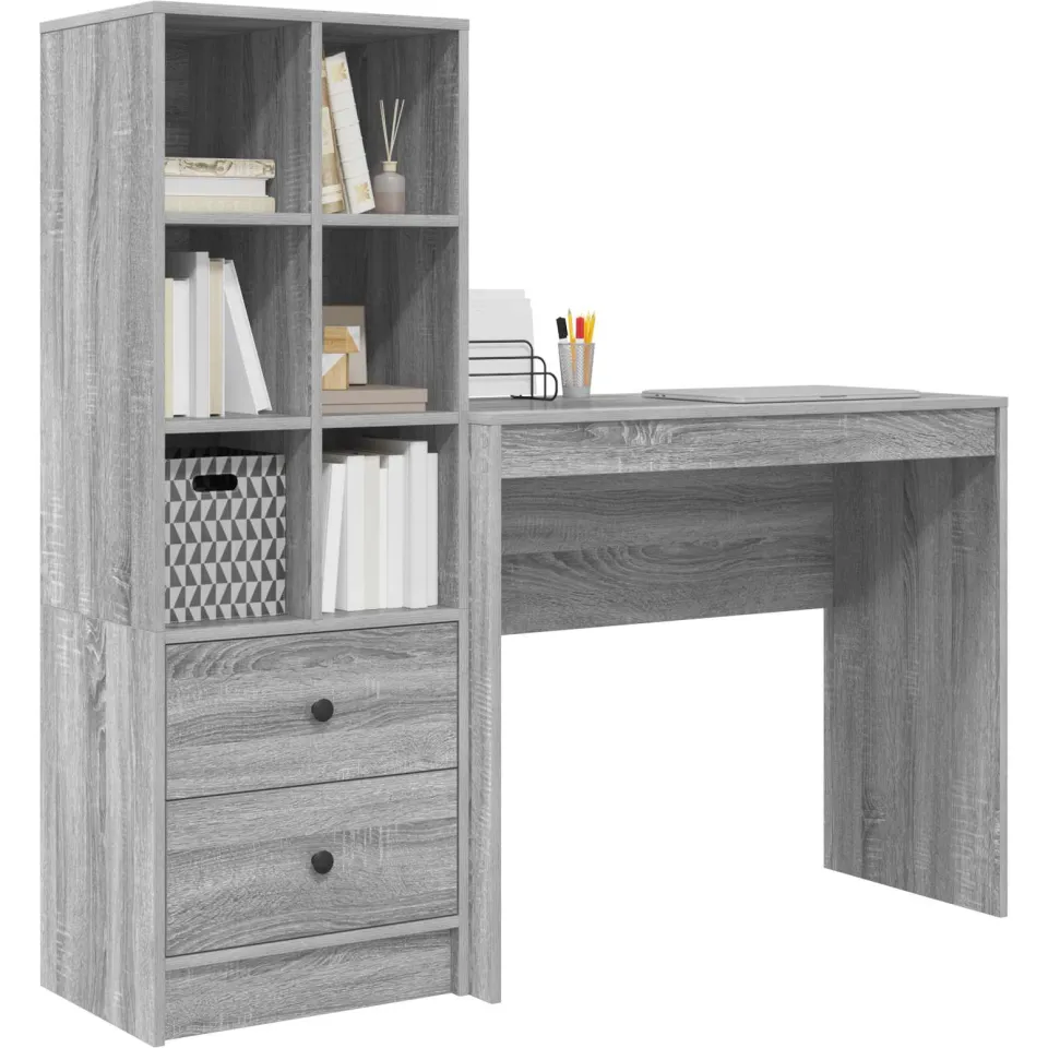 vidaXL Bureau Grijs Sonoma 135,5 x 40 x 127 cm 2 st