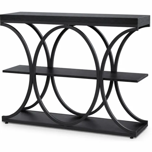 Luxevo Console Tafel – Houten Sidetable met Metalen Frame – Wandtafel voor Hal & Woonkamer - 100x30x80cm zwart