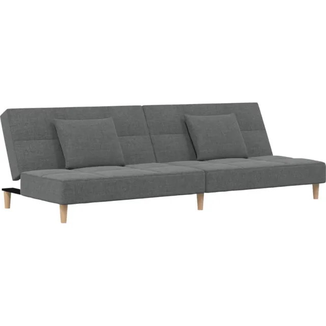 vidaXL Slaapbank - 2-zits - met - 2 - kussens - stof - donkergrijs