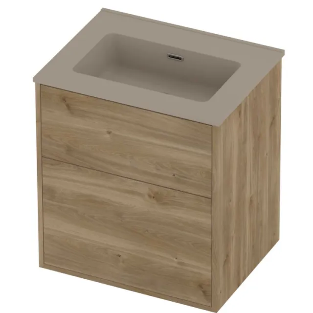 Proline Tribute Badmeubelset Porselein Elegant In Kader 60x46x67 cm Mat Crème Cotton Cider Oak Eiken